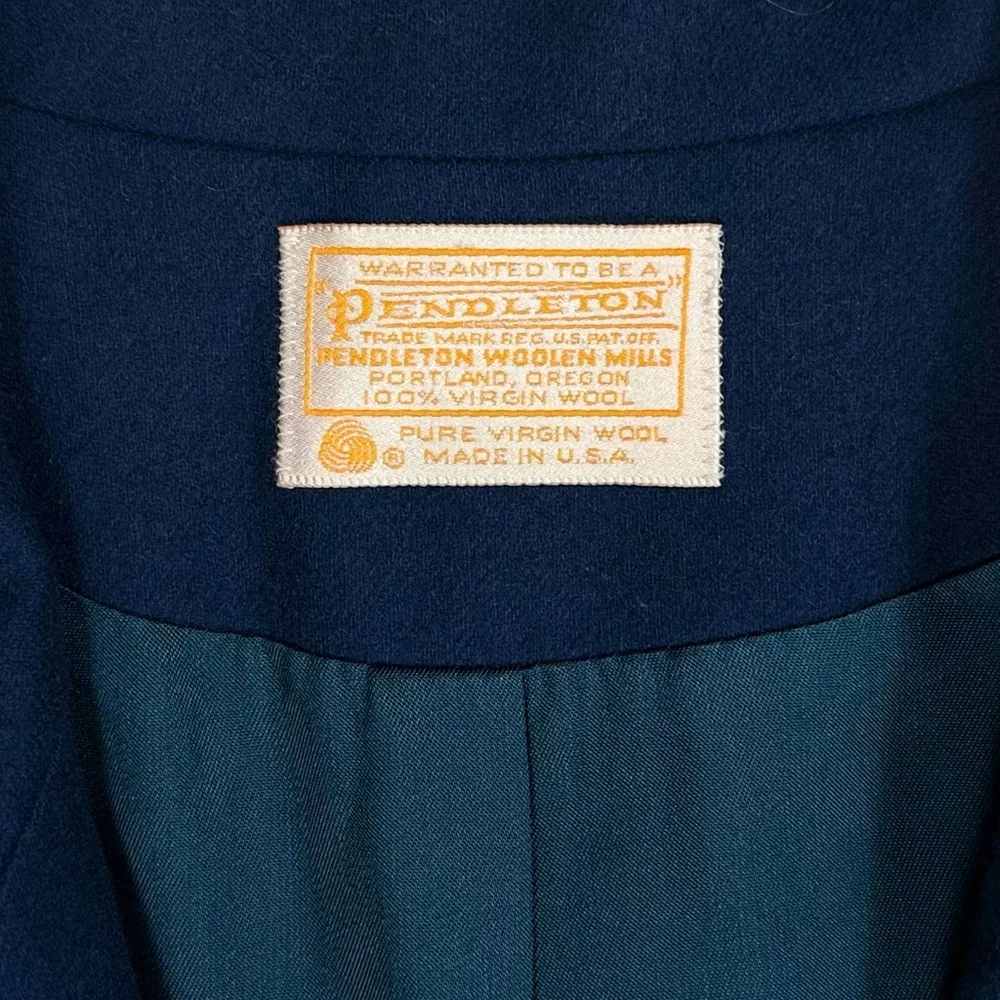 Vtg 70s Pendleton USA Made Woolmark virgin wool navy blazer‎ coat women 16